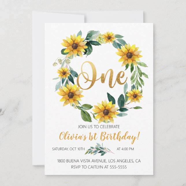 Sunflower Birthday Invitation (Front)