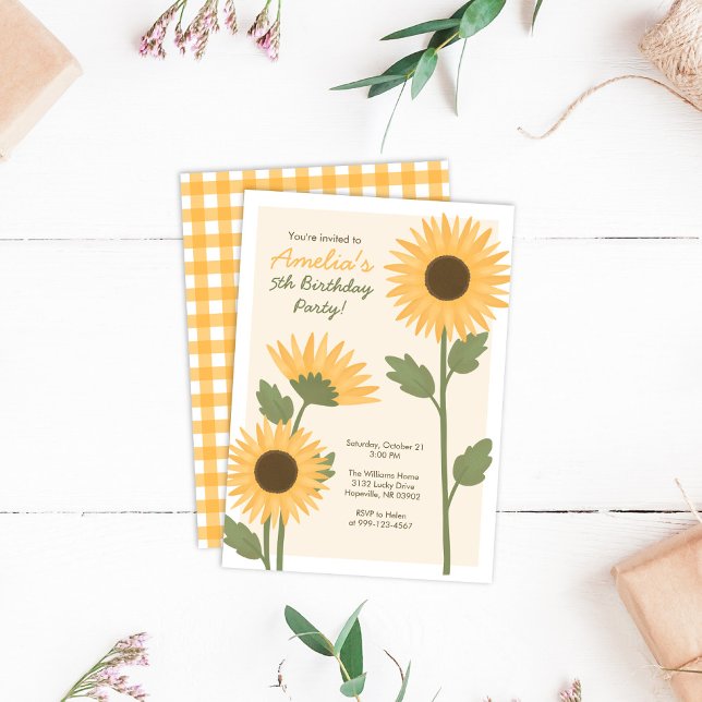 Sunflower Birthday Invitation for Girl's Party (Creator Uploaded)