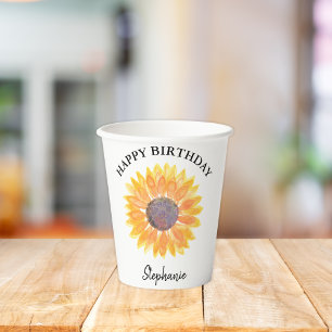 Sunflower Birthday Paper Cups