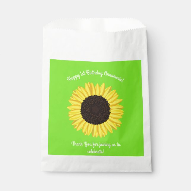 Sunflower Birthday Party Favour Bags (Front)