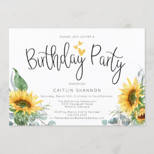 Sunflower Birthday Party Invitation