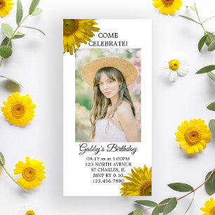 Sunflower Birthday Party Invitation Photo Card