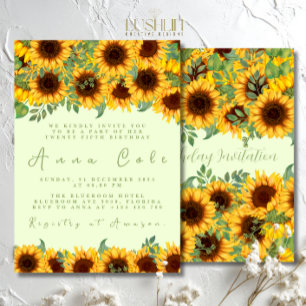 Sunflower Birthday Rustic Yellow Floral Invitation