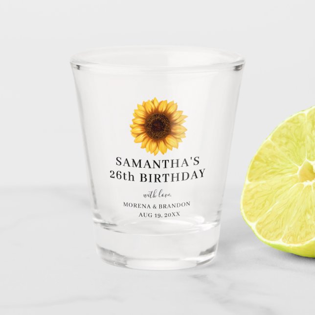 Sunflower Birthday  Shot Glass (Front)