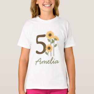 Sunflower Birthday T-Shirt Personalised Name & Age