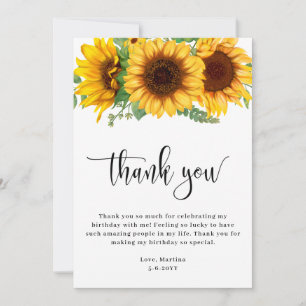 Sunflower BIrthday Thank You Card