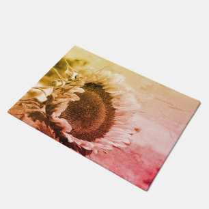 Sunflower Black And White Distressed Vintage  Doormat