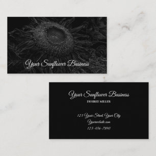 Sunflower Black And White Floral Art Elegant Business Card