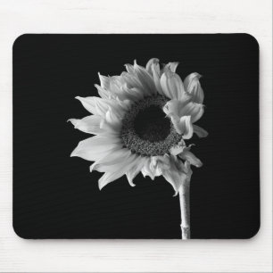 Sunflower - Black and White Photograph Mouse Pad