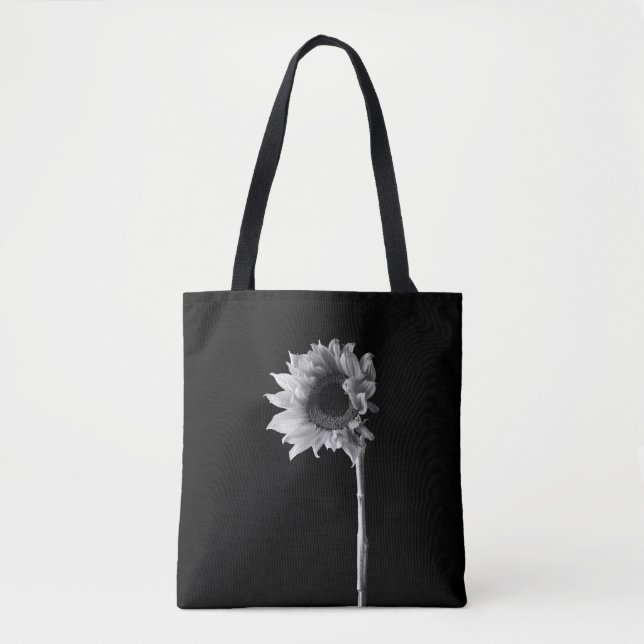 Sunflower - Black and White Photograph Tote Bag (Front)