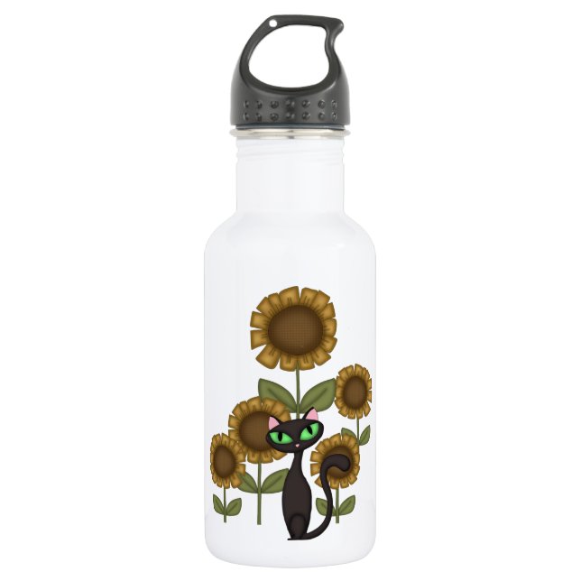 Sunflower Black Cat 532 Ml Water Bottle (Front)