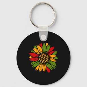 Sunflower Black History Month Colors Men Women Flo Key Ring