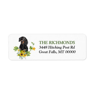 Sunflower Black Tan Dachshund Return Address