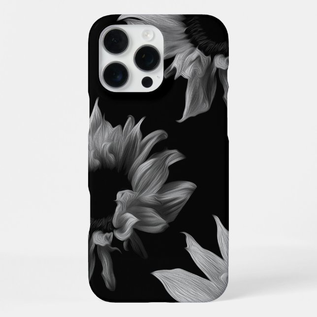 Sunflower Black White Fine Art Photograph Unique  iPhone Case (Back)
