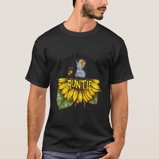 Sunflower Blessed To Be Called Auntie Funny Auntie T-Shirt (Front)