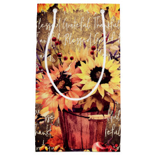 Sunflower Blessings Gratitude Thanksgiving Small Gift Bag