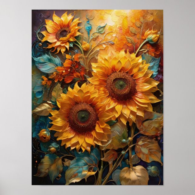 Sunflower Bloom - flowers digital art poster (Front)
