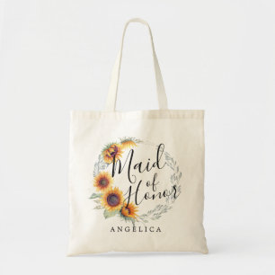 Sunflower Bloom Maid of Honor Tote Bag
