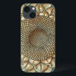 Sunflower Bloom on Blue-green Background iPhone 13 Case<br><div class="desc">An in-your-face print of a sunflower bloom on a blue-green background. You can almost hear the bees humming near the flower,  ready to help pollinate world with this botanical beauty!</div>