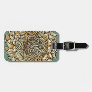 Sunflower Bloom on Blue-green Background Luggage Tag