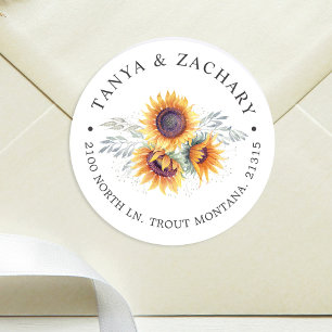 Sunflower Bloom   Return Address Classic Round Sticker