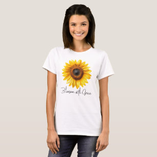 Sunflower Bloom With Grace Inspirational Floral T-Shirt