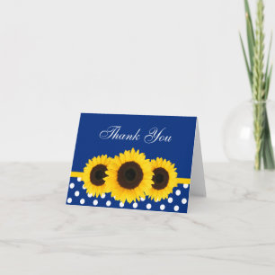 Sunflower Blue and White Polka Dot Thank You