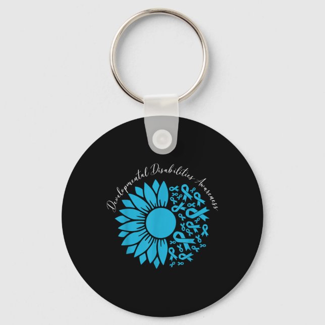 Sunflower Blue Ribbon Developmental Disabilities A Key Ring (Front)