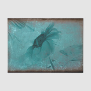 Sunflower Blue Teal Vintage Antique Decoupage Tissue Paper