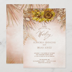 Sunflower Boho Bounty Weddingr Invitation