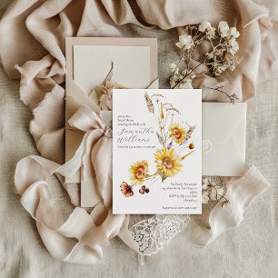 Sunflower Boho Rustic Elegant Bridal Shower Invitation