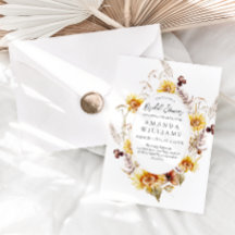 Sunflower Boho Wildflower Modern Bridal Shower Inv