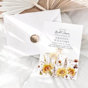 Sunflower Boho Wildflower Modern Bridal Shower Inv Invitation