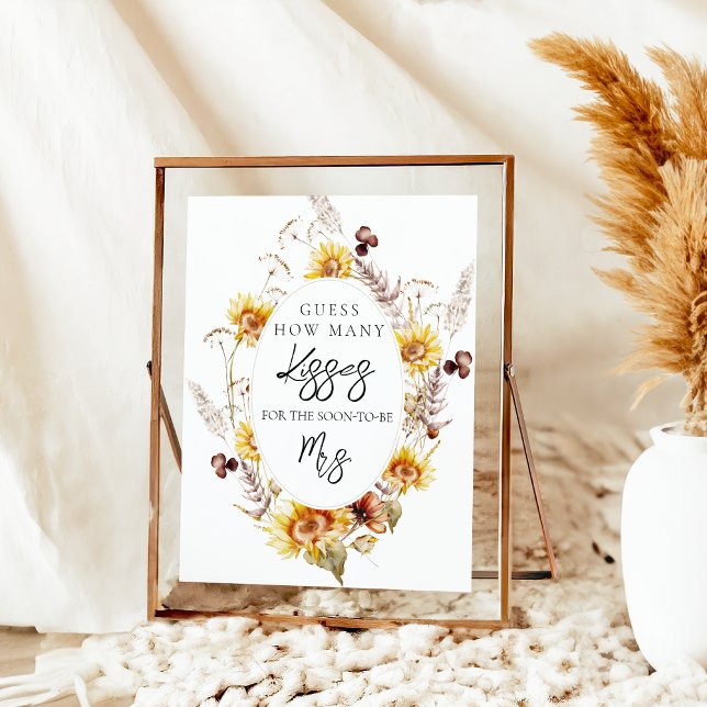 Sunflower Boho Wildflower Modern Bridal Shower Poster (Creator Uploaded)