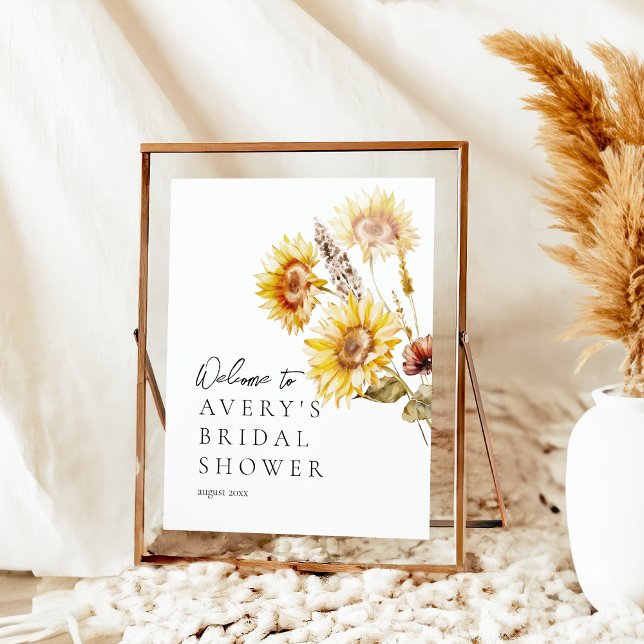 Sunflower Boho Wildflower Modern Bridal Shower Poster (Creator Uploaded)