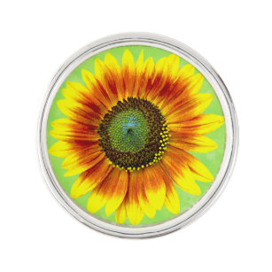 Sunflower Bold Floral Yellow and Green Flower Lapel Pin