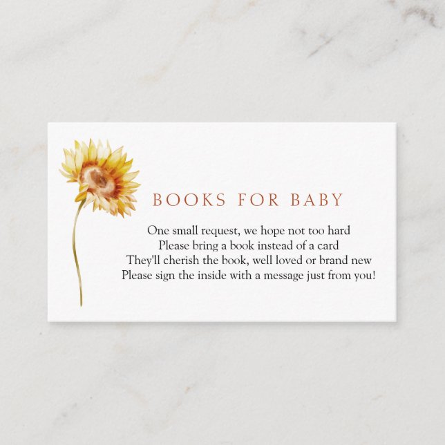 Sunflower Books for Baby insert card (Front)