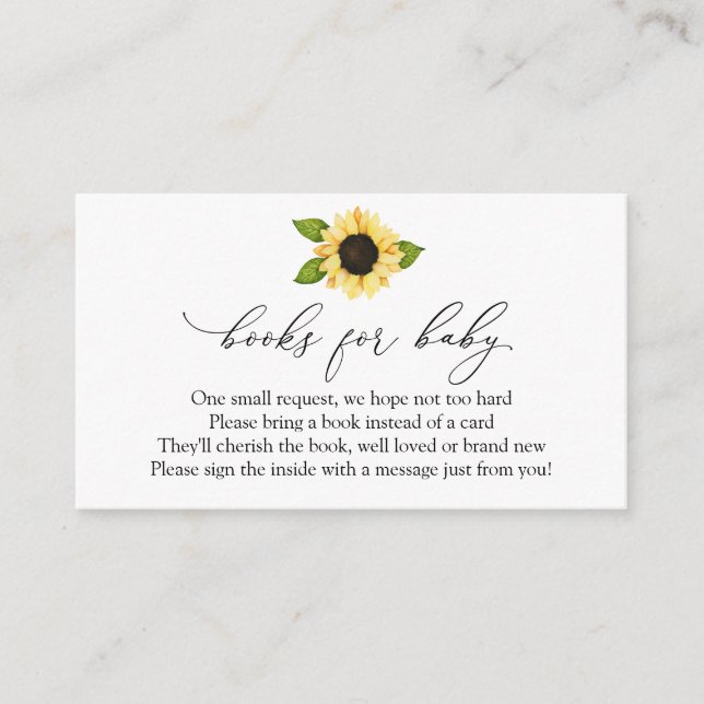 Sunflower Books for Baby Request Enclosure Card (Front)