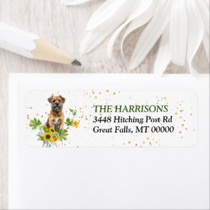 Sunflower Border Terrier Dog Return Address
