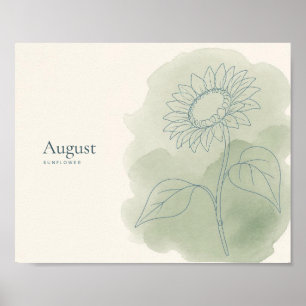 Sunflower Botanical Art Print August Flower