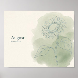 Sunflower Botanical Art Print | August Flower