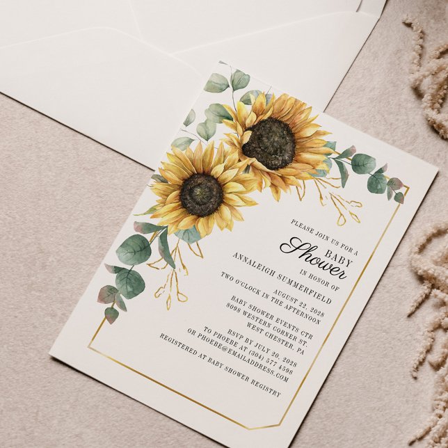 Sunflower Botanical Floral Baby Shower Invitation (Creator Uploaded)