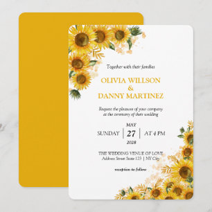 Sunflower Botanical Floral Wedding Invitation 