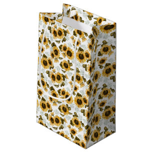 Sunflower Botanical Pattern  Small Gift Bag