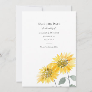 Sunflower Botanical Watercolor Floral Save The Da Date