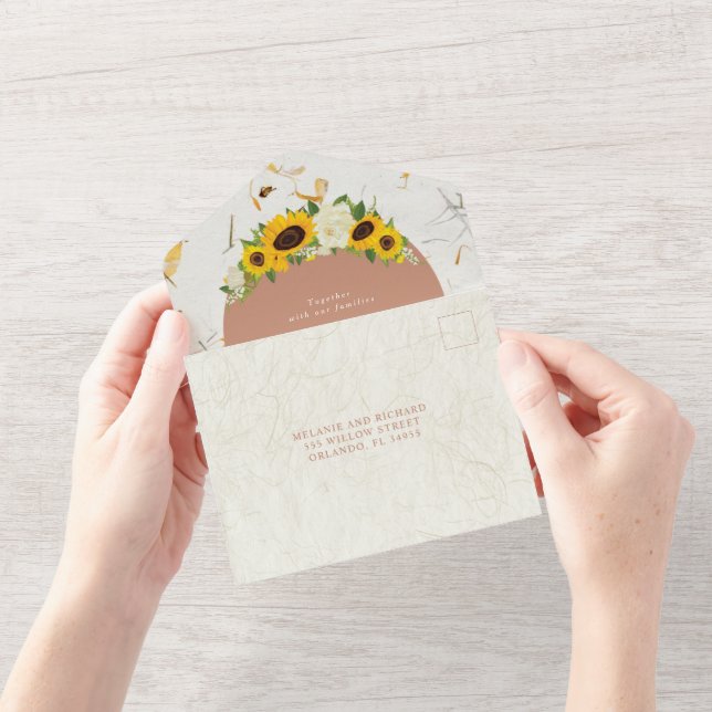 Sunflower Botanical Wedding All In One Invitation (Opening)