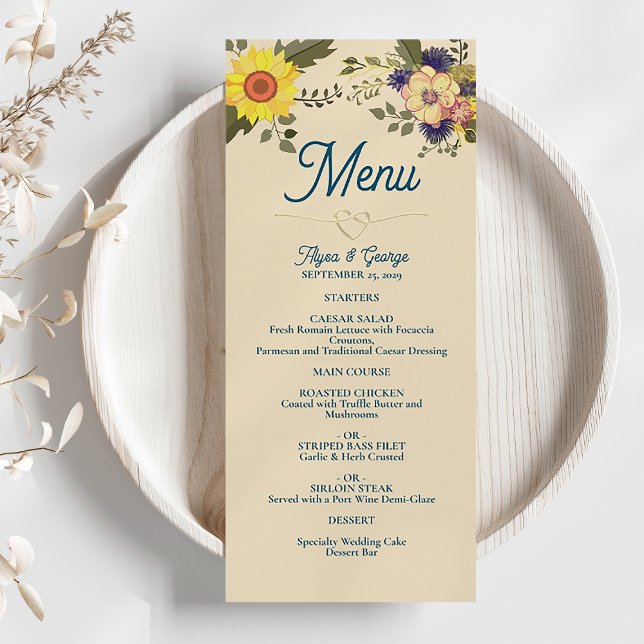 Sunflower Botanical Wedding Menu (Creator Uploaded)