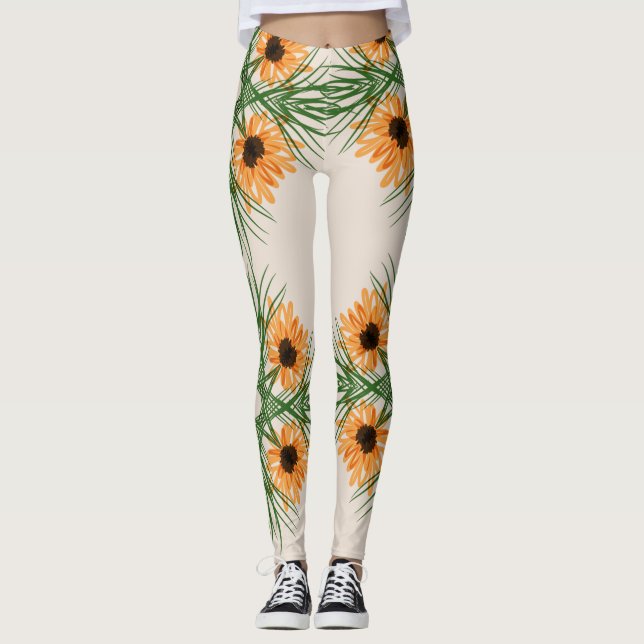 Sunflower Botanical Yoga Pattern Legging (Front)