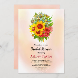 Sunflower bouquet blush pink floral Bridal Shower Invitation