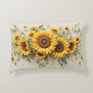 Sunflower Bouquet Botanical Art Decorative Cushion